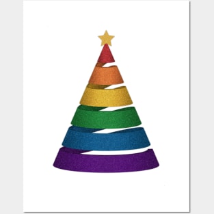 Large Spiral LGBTQ Pride Rainbow Christmas Tree Vector Posters and Art